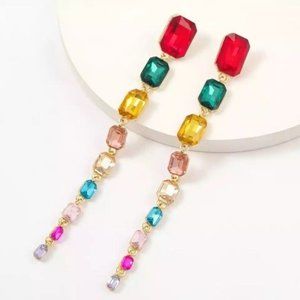 Rainbow drop earrings jewels multicolor dangle bohemian elegant fancy